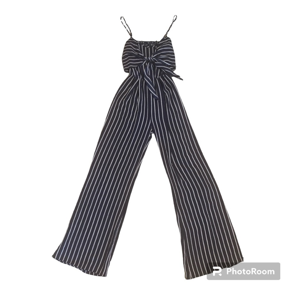Navy Blue & White Pinstripe Jumper